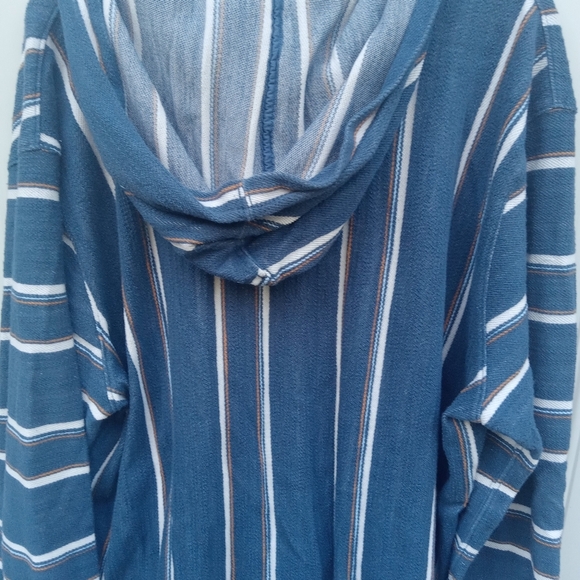 Lucky Brand Blue Striped El Verano Baja Hoodie V-Neck Men's XXL - Picture 8 of 11